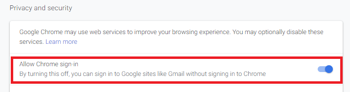Bad? Chrome sign-in is automatic